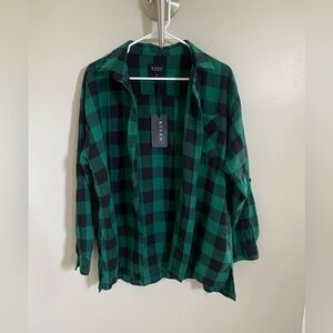 NWT Shop Talulah Noelle Green Black Buffalo Plaid Flannel Top Small